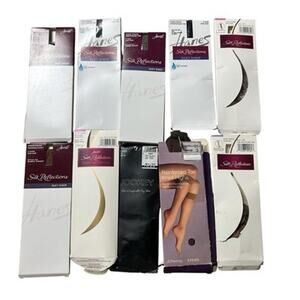 Mixed Brands Pantyhose Womens One Size Multicolor Sheer Control Top Lot 10 USA